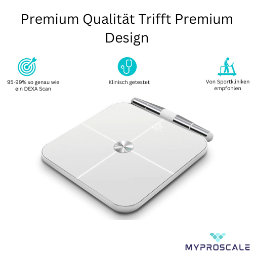 MyProScale | Premium Körperfettwaage | Smarte Körperfettanalyse | BMI-Waage mit 8 Elektroden