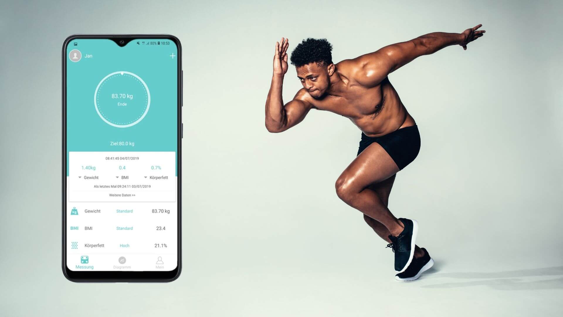 MyProScale Körperanalysewaage - Smarte BMI-Waage mit Handsensoren